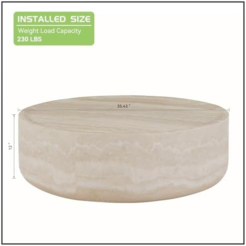 JUSTONE Round Coffee Tables for Living Room, Faux Mars Pattern Modern - Image 2