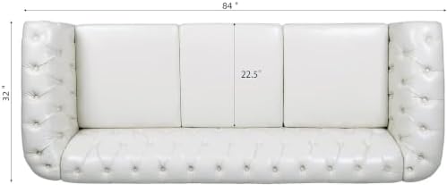 LEVNARY Chesterfield Sofa, Classic Tufted Upholstered Leather Couch, Modern 3 - Image 2