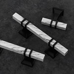 Haliwu 10 Pack 6-1/4" Kitchen Cabinet Handles White Marble Cabinet Pulls - Image 3