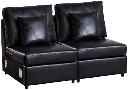RARZOE Modular Sectional Couch Armless Seats Module, Faux Leather Sofa 2 by RARZOE