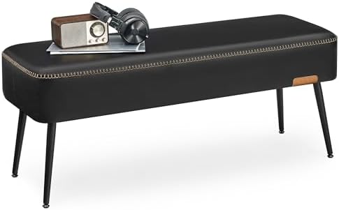 VASAGLE Bench for Entryway, PU Leather, Steel Legs, Loads 660 lb by VASAGLEbySONGMICSHOME