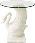 White Swan Side Table, 13-inch Tempered Glass Coffee Table by Unknown