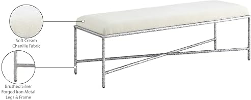 Meridian Furniture 22065Cream Valley Collection Modern | Contemporary Bench - Image 7
