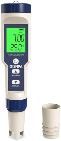 5-in-1 Salt Water Pool Tester, pH/TDS/EC/Salinity/Temp Meter, 0.01 Resolution by GISNPA
