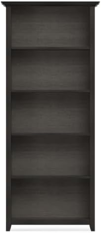 SIMPLIHOME Amherst 70" Tall Solid Wood 5-Shelf Bookcase in Hickory Brown - Image 6