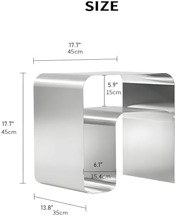 Modern Stainless Steel Side Table, Minimalist Nightstand and Sofa Table Silver - Image 2