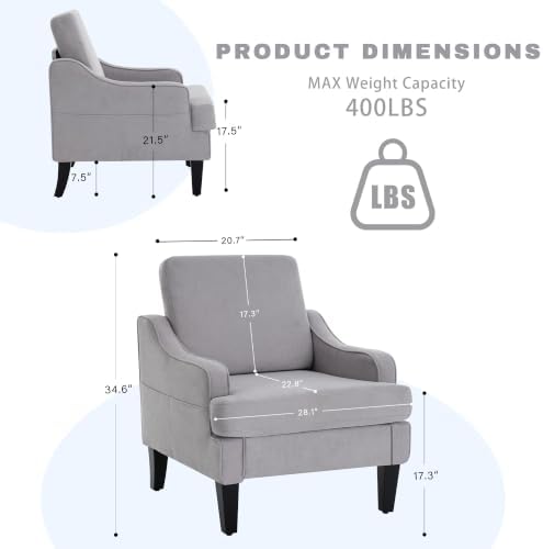 Mid-Century Accent Chair, Comfy Arm Chair Upholstered Living Room Chair - Image 2