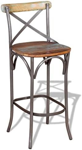 Solid Reclaimed Wood Bar Stool Chair Antique-Style Handmade Barstool - Image 5