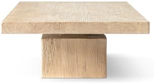 Jennifer Taylor Home Calder 60" Solid Reclaimed Elm Block Plinth Coffee Table - Image 4