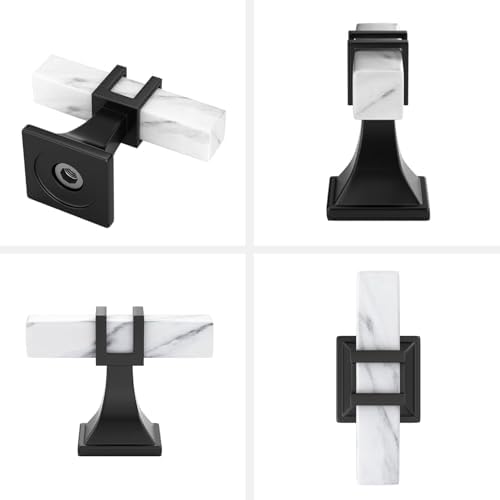 Haliwu 20 Pack Kitchen Cabinet Knobs Black and White Marble Grain Knobs - Image 4