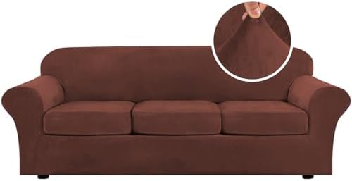 H.VERSAILTEX High Stretch Sofa Slipcover 4 Piece Cover Velvet Furniture by HVERSAILTEX