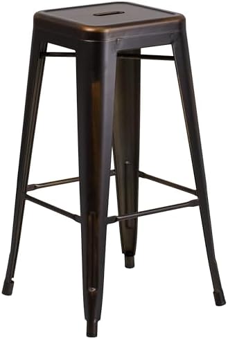 Flash Furniture 30 in Backless Metal Barstool, Distressed Copper by FlashFurniture
