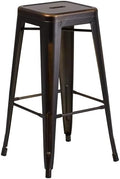 Flash Furniture 30 in Backless Metal Barstool, Distressed Copper by FlashFurniture