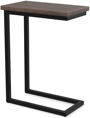 SIMPLIHOME Skyler 18" Wide Solid Wood C-Side End Table in Walnut Brown by SimpliHome