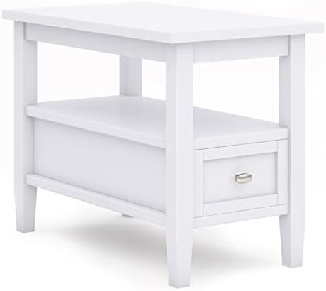 SIMPLIHOME Warm Shaker 14" Wide Solid Wood Square End Table in White by SimpliHome