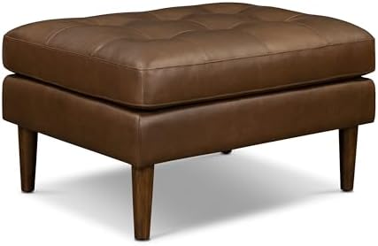Poly & BARK Napa Ottoman in Cocoa Brown – Modern Upholstered Ottoman by Unknown