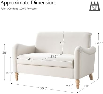 50.5 Inch Mid-century Modern Upholstered Loveseat Sofa - Image 2
