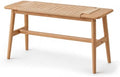 31.5'' Woven Dining Beach with 100% Solid Oak Wood Bench Frame, Hand Knitted by Wayshome