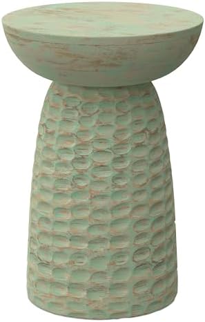 SIMPLIHOME Boyd 13" Wide Solid Wood Round End Table in Green Wash by SimpliHome