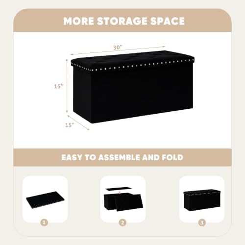 PINPLUS Folding Storage Ottoman Bench - Image 2