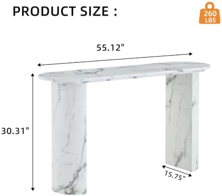LKTART 55" Console Table, Faux Marble Entryway Table - Image 2