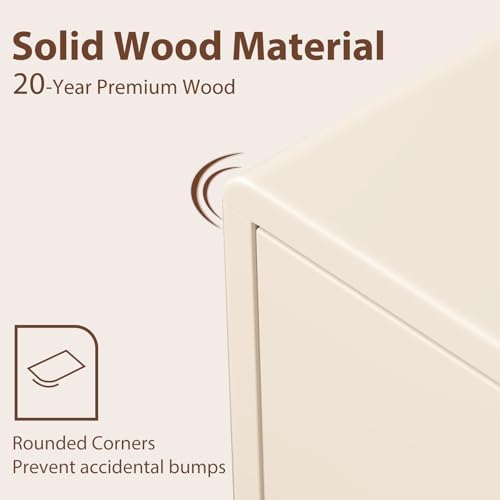 White Nightstand, Solid Wood Night Stand, Small Bedside Table - Image 5