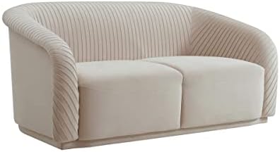 Yara 70" Pleated Beige Performance Velvet Loveseat by TOVFurniture