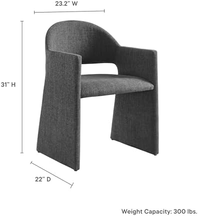 Modway Talia Upholstered Fabric Dining Armchair in Charcoal - Image 2