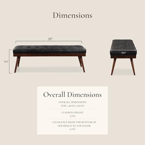 Poly & BARK 55" Tufted Leather Bed Bench - Image 3