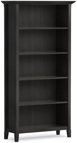 SIMPLIHOME Amherst 70" Tall Solid Wood 5-Shelf Bookcase in Hickory Brown by SimpliHome