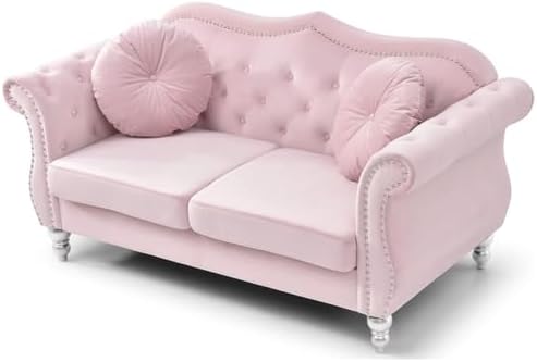 HomeStock Velvet Loveseat, Dark Gray - Image 5