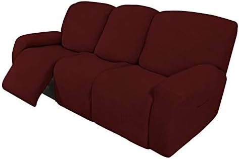 Easy-Going 8 Pieces Recliner Couch Stretch Sofa Slipcover Wine by Easy-Going