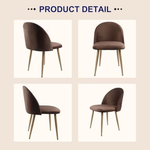 Big Dining Room Chairs Set of 2, Velvet Modern Kitchen Chairs - Image 4