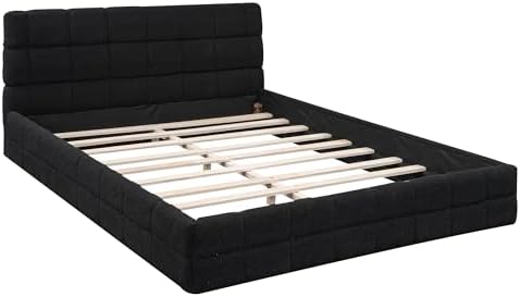 SOFTSEA Queen Size Upholstered Platform Bed, Fleece Floor Bed - Image 6