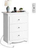 WLIVE Tall Nightstand with Charging Station, Wood Bedside Table by WLIVE