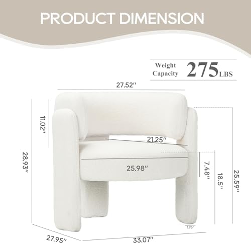 COLAMY Modern Accent Chair, Upholstered Barrel Chair - Image 2