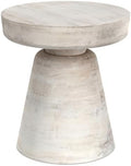 SIMPLIHOME Robbie 16" Wide Solid Wood Round End Table in White Wash by SimpliHome
