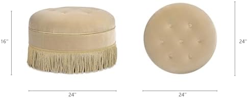 Jennifer Taylor Home Yolanda 24" Round Upholstered Accent Ottoman - Image 3