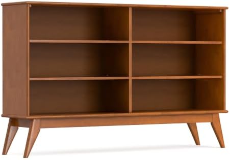 SIMPLIHOME Draper 64" Wide Solid Wood 6-Shelf Bookcase in Teak Brown by SimpliHome