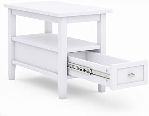 SIMPLIHOME Warm Shaker 14" Wide Solid Wood Square End Table in White - Image 4