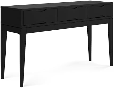 SIMPLIHOME Harper 54" Wide Solid Wood 3-Drawer Console Table in Black by SimpliHome
