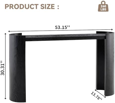 LKTART 53" Black Console Table for Entryway, Couch Tables Behind Sofa, - Image 2