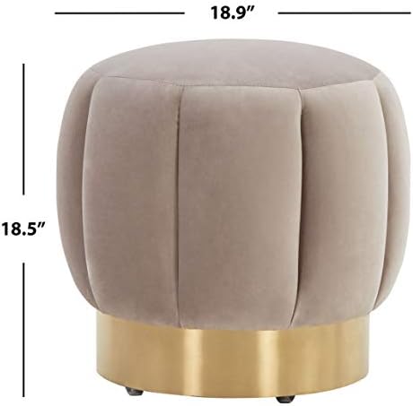 Safavieh Couture Collection Maxine Pale Taupe Velvet and Gold Channel Tufted - Image 2