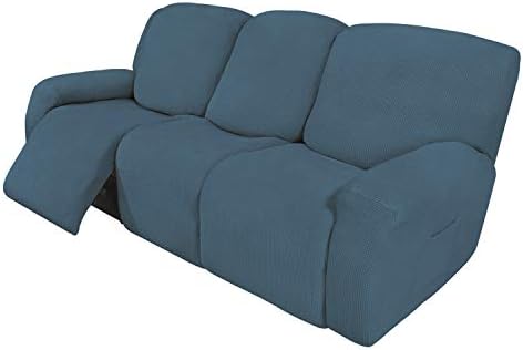 Easy-Going 8 Pieces Recliner Couch Stretch Sofa Slipcover Bluestone by Easy-Going