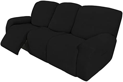 Easy-Going 8 Pieces Recliner Couch Stretch Sofa Slipcover Black by Easy-Going
