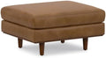 SIMPLIHOME Morrison 33" Wide Genuine Leather Ottoman in Caramel Brown by SimpliHome