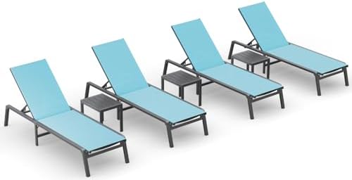 Ciokea Aluminum Foldable Lounge Chairs Set of 4 by CIOKEA