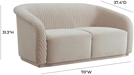Yara 70" Pleated Beige Performance Velvet Loveseat - Image 3