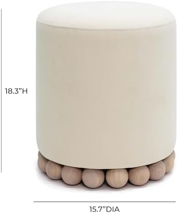 TOV Furniture Dex Cream Upcycled Fabric Ottoman - Image 3