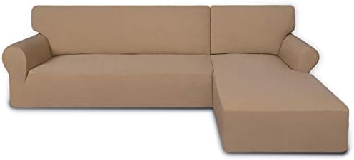 PureFit Stretch Sectional Couch Covers 2 pcs Non Slip L Shape Sofa Cover by PureFit